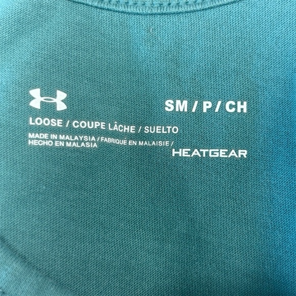Under Armour HeatGear Tank Top Racerback Athletic Sleeveless Teal White - Picture 3 of 3